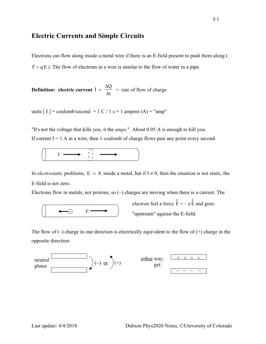 Electric Currents and Simple Circuits