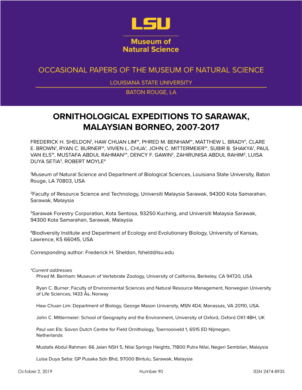 Ornithological Expeditions to Sarawak, Malaysian Borneo 2007-2017