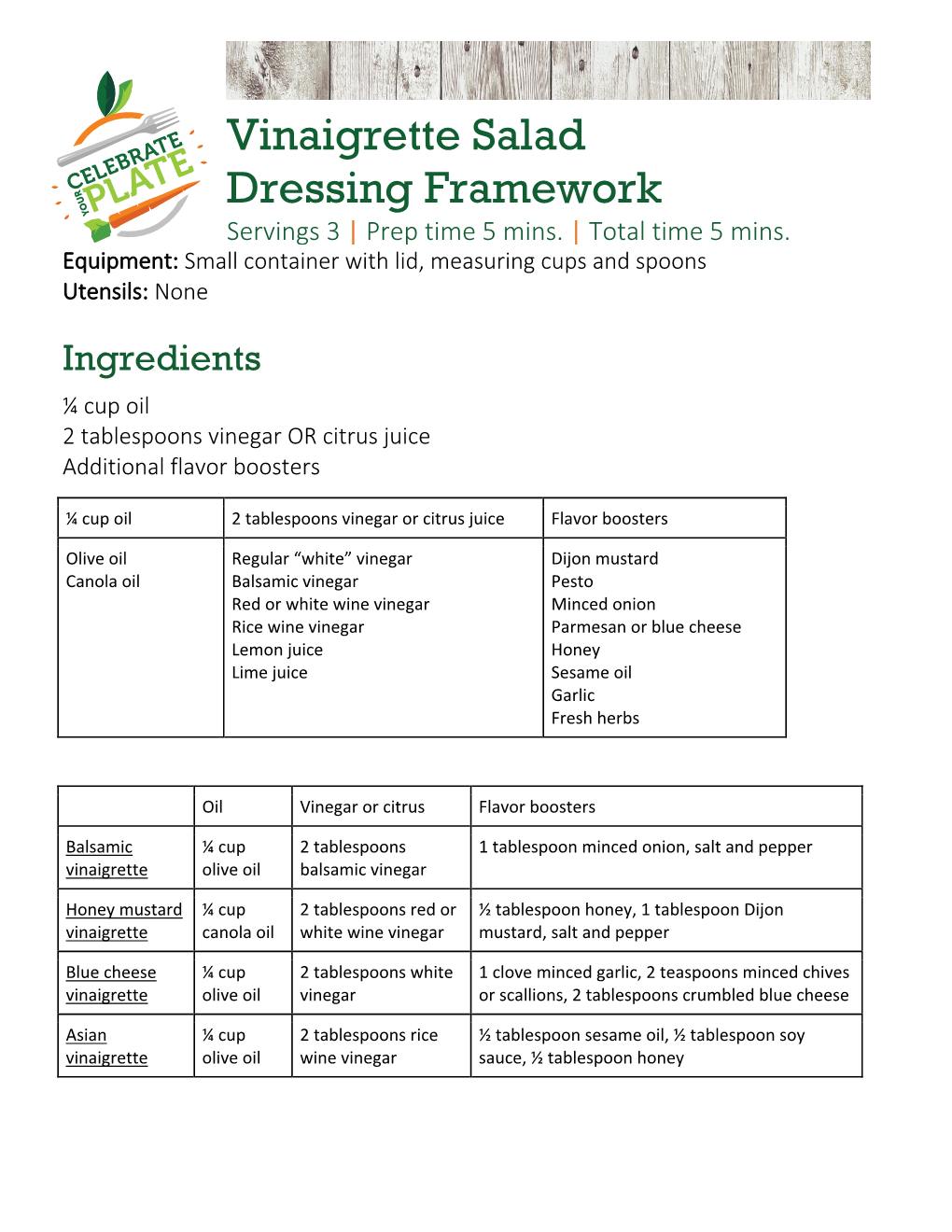 Vinaigrette Salad Dressing Framework