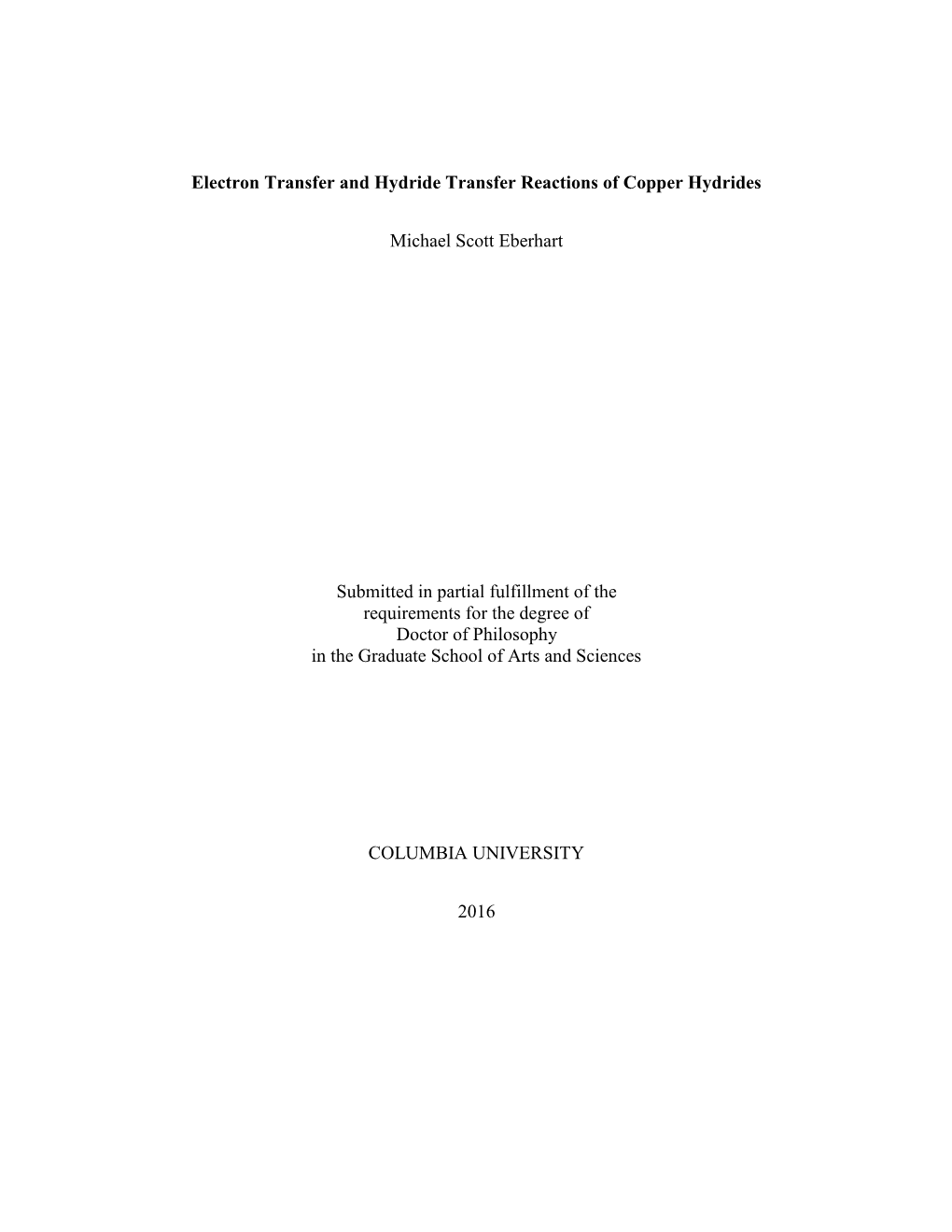 Electron Transfer and Hydride Transfer Reactions of Copper Hydrides