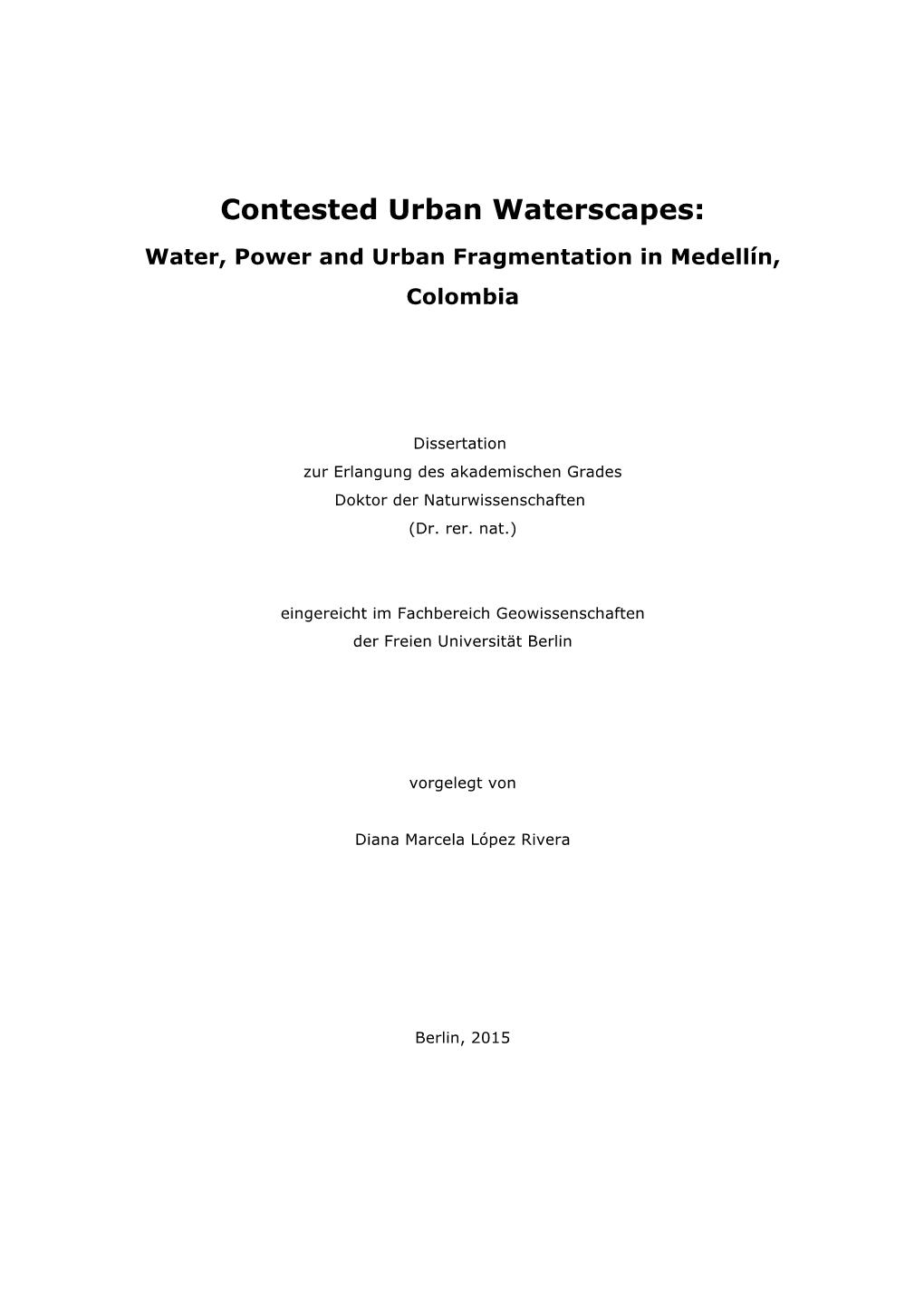 Contested Urban Waterscapes