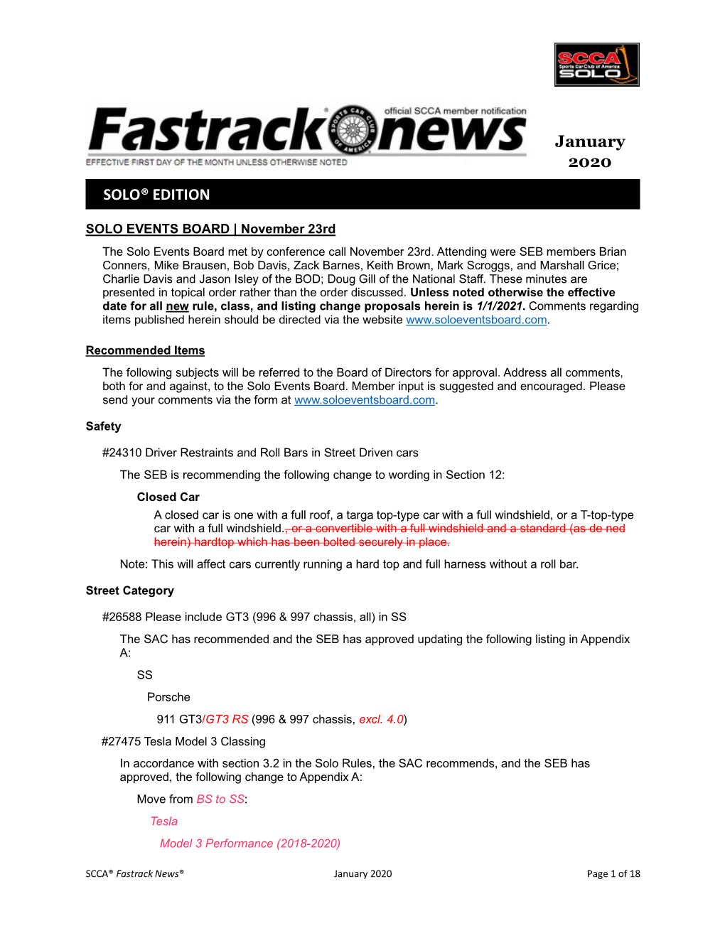 2020 Fastrack® News