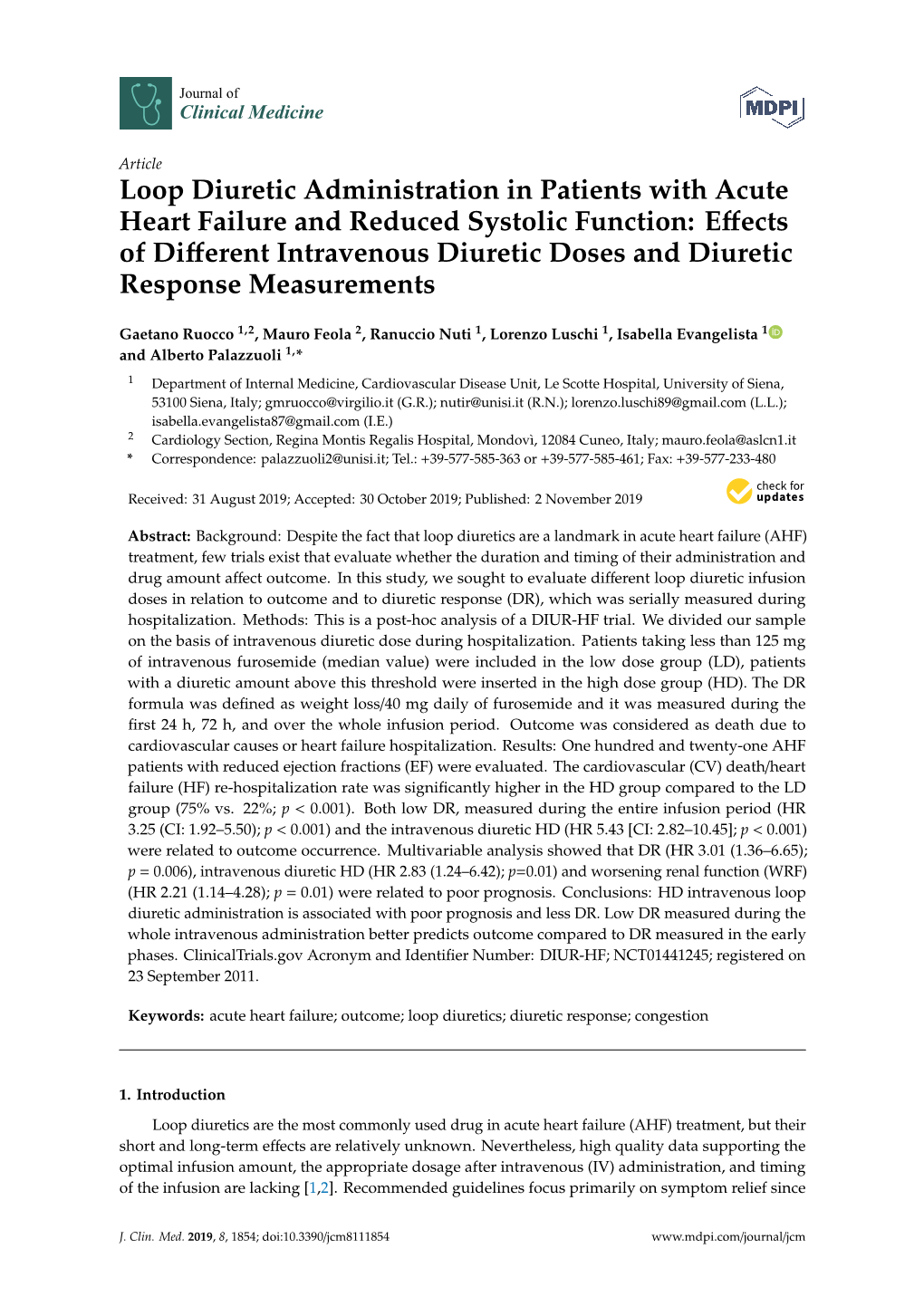 Loop Diuretic Administration in Patients with Acute Heart Failure