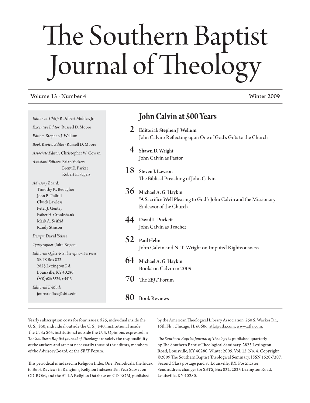 The Southern Baptist Journal of Theology