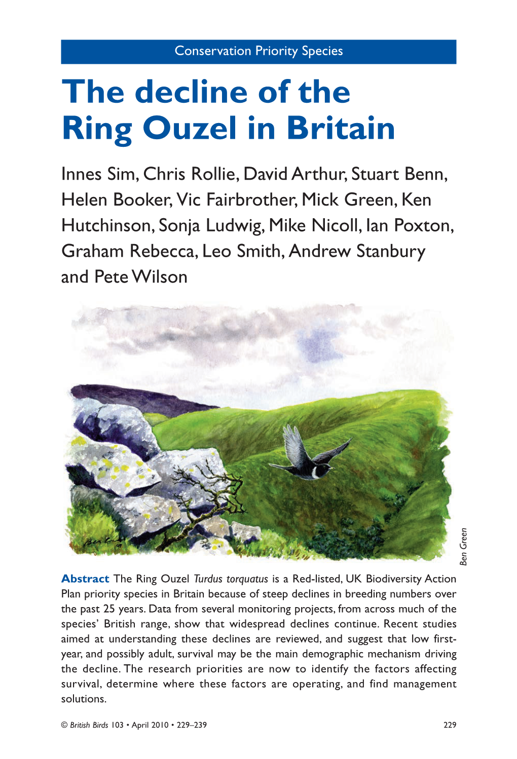 The Decline of the Ring Ouzel in Britain