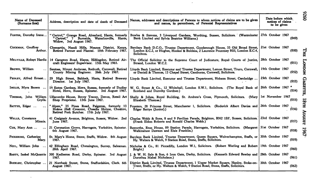 Name of Deceased (Surname First)