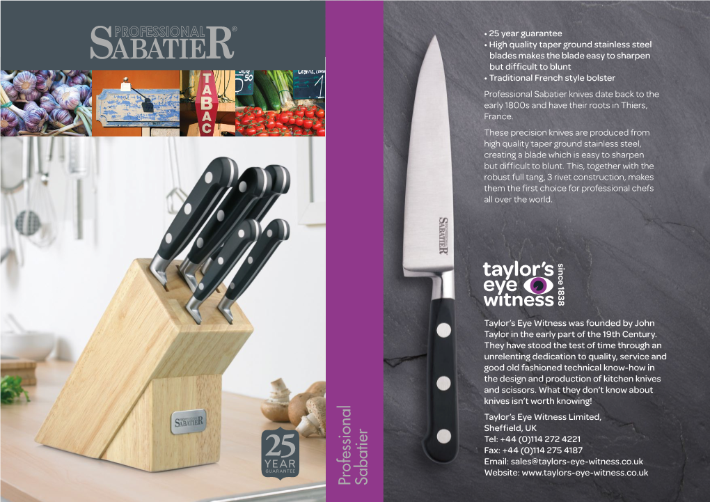 Professional Sabatier Knives Date Back to the Early 1800S and Have Their Roots in Thiers, France