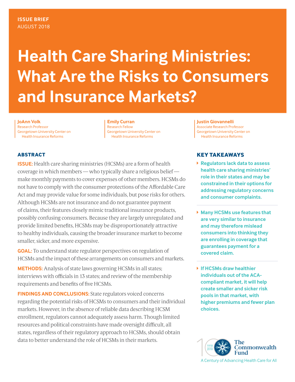 Health Care Sharing Ministries: What Are the Risks to Consumers and Insurance Markets?