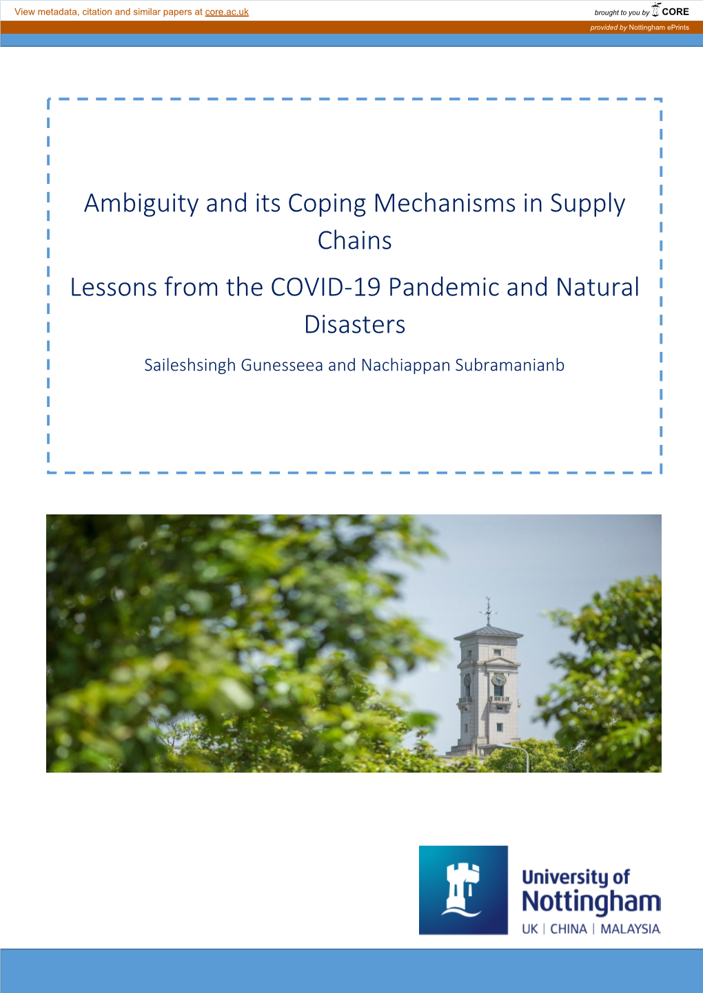 Ambiguity and Its Coping Mechanisms in Supply Chains Lessons from the COVID-19 Pandemic and Natural Disasters