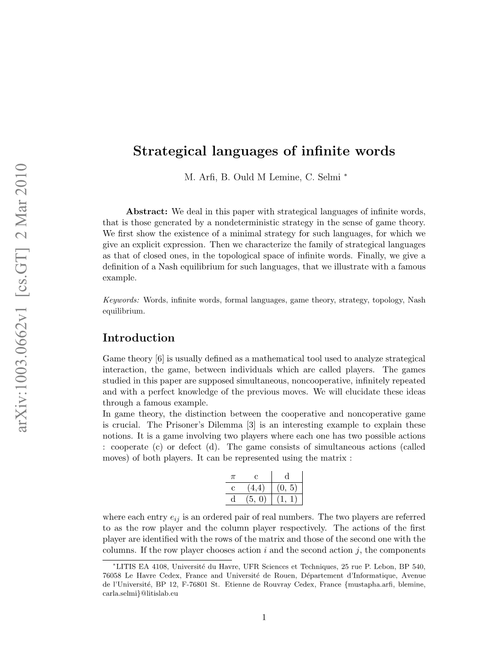 Strategical Languages of Infinite Words