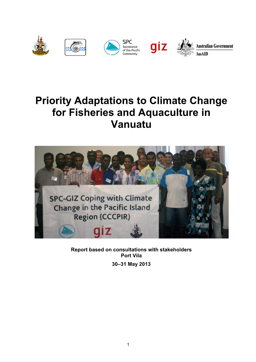 Priority Adaptations to Climate Change for Fisheries and Aquaculture in Vanuatu