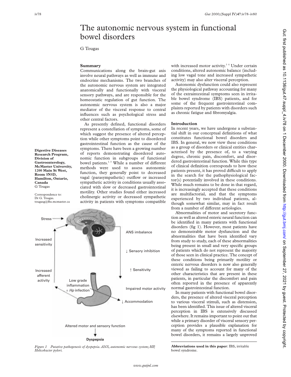 The Autonomic Nervous System in Functional Bowel Disorders