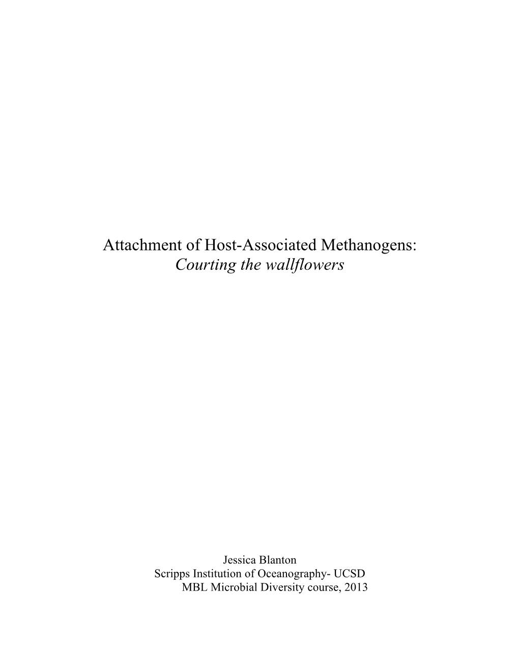 Blanton, J. Attachment of Host-Associated Methanogens