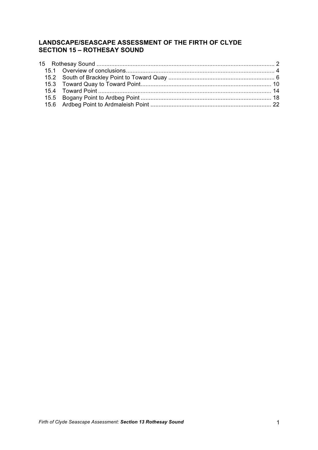 Landscape/Seascape Assessment of the Firth of Clyde Section 15 – Rothesay Sound