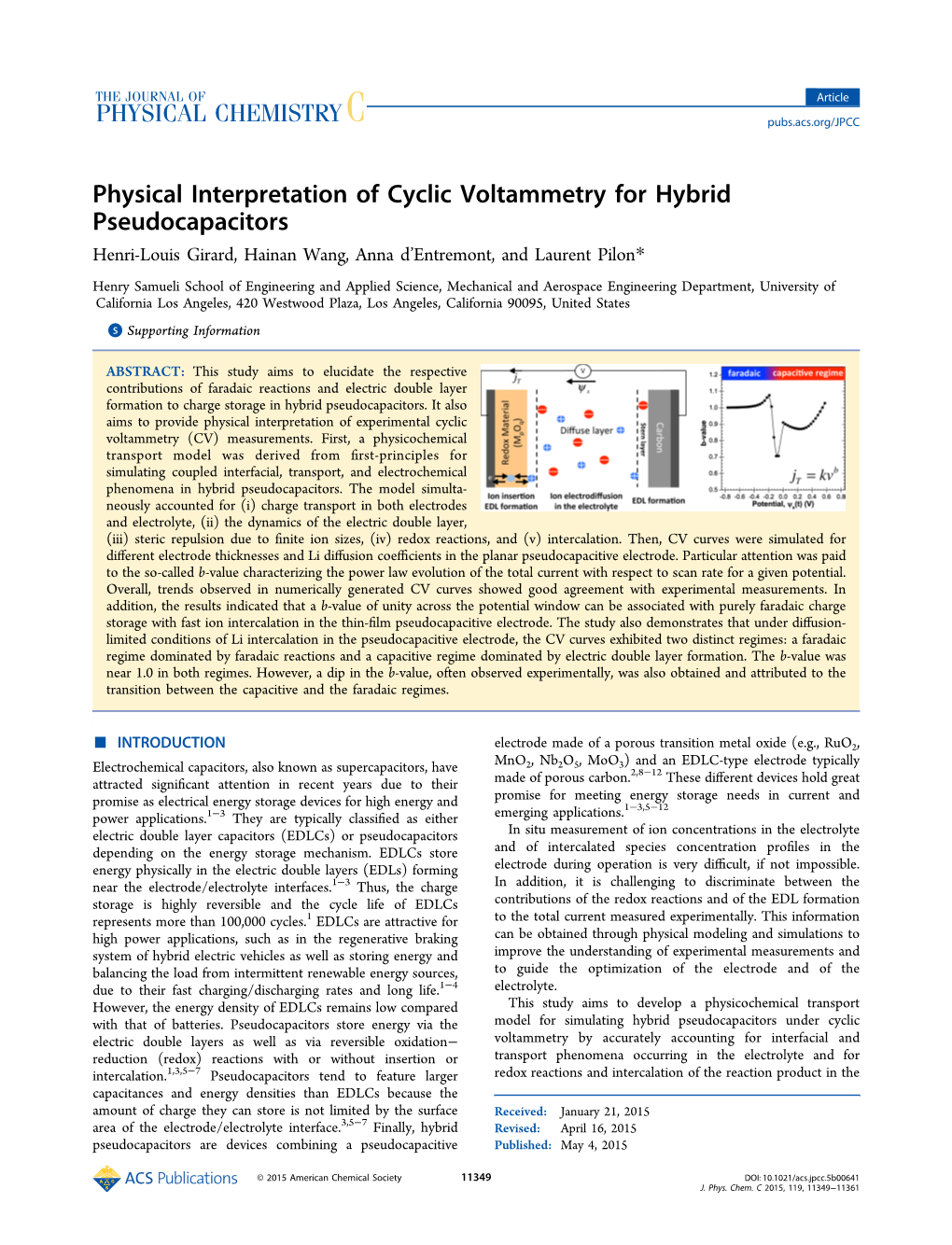 Physical Interpretation of Cyclic Voltammetry for Hybrid