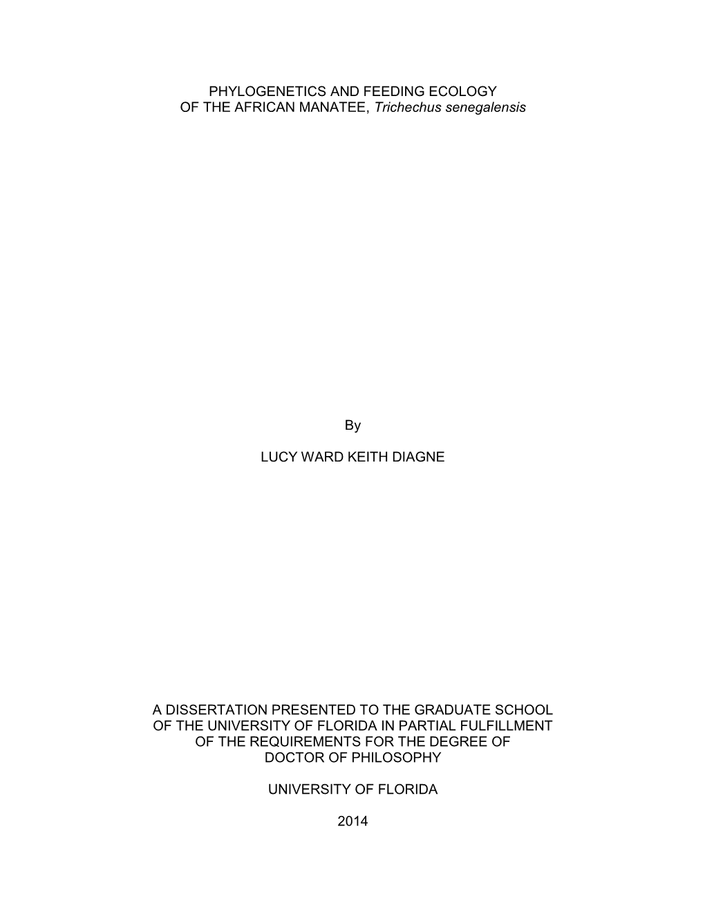 University of Florida Thesis Or Dissertation Formatting Template