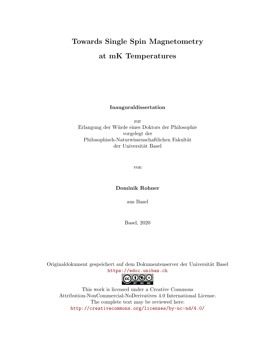 Towards Single Spin Magnetometry at Mk Temperatures