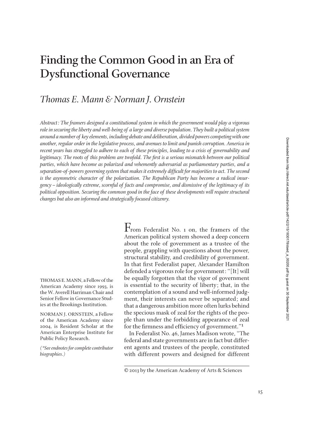 Finding the Common Good in an Era of Dysfunctional Governance