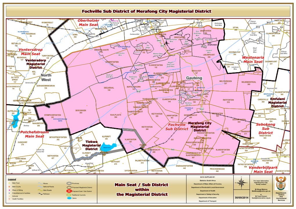 Gauteng North West Fochville Sub District of Merafong City Magisterial