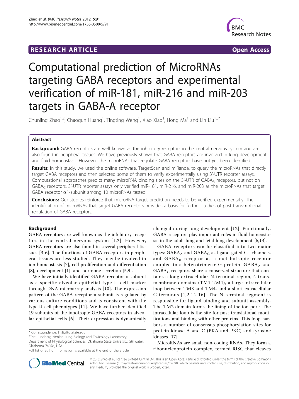 Computational Prediction of Micrornas Targeting GABA