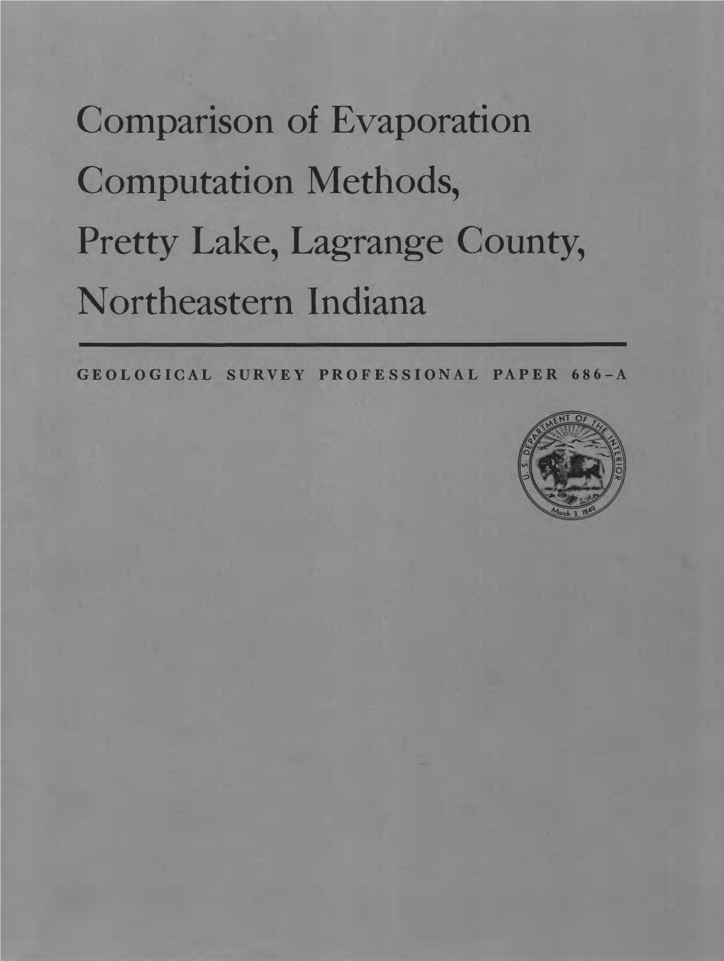 Comparison of Evaporation Computation Methods, Pretty Lake, Lagrange County, Northeastern Indiana