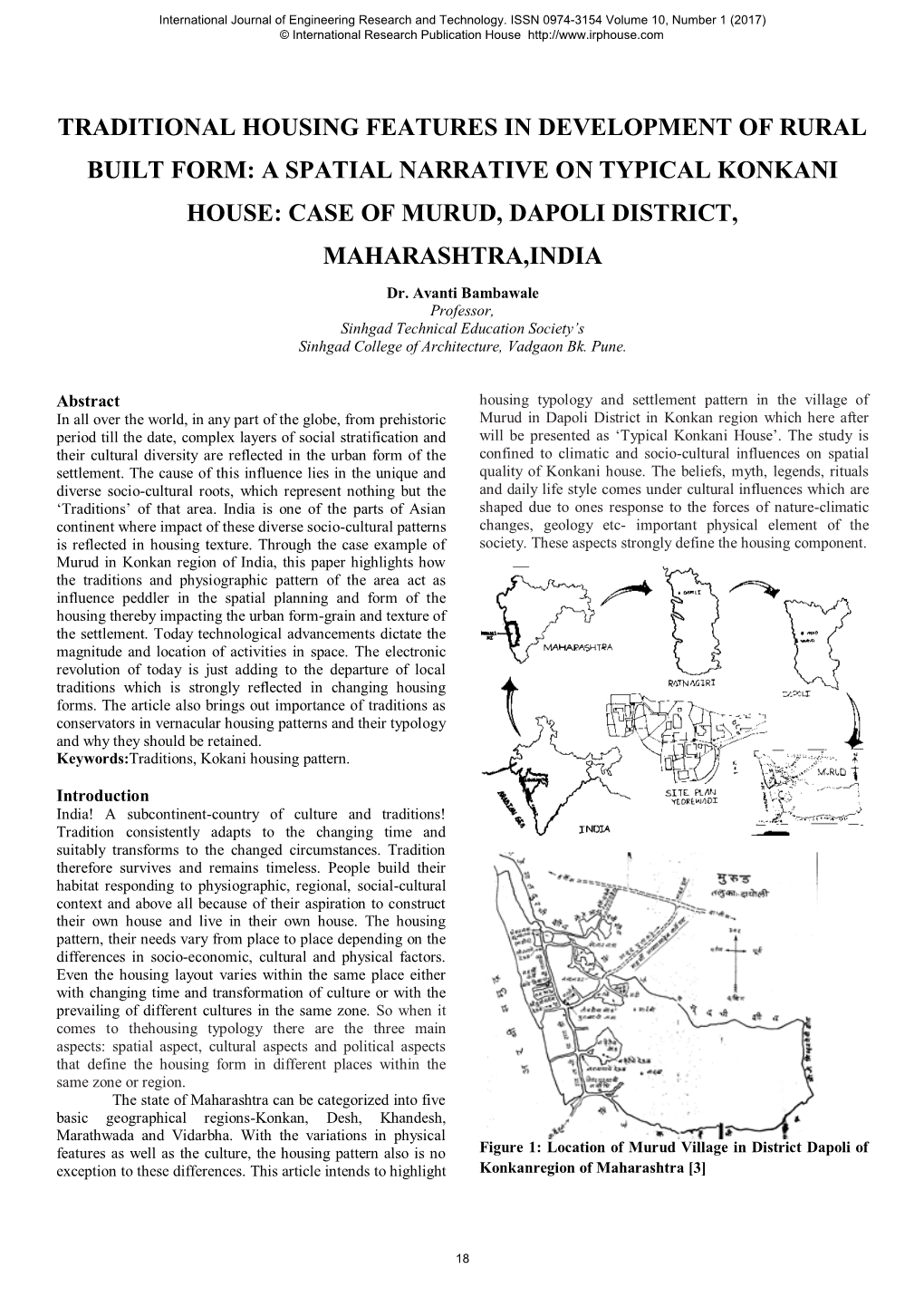 A Spatial Narrative on Typical Konkani House: Case of Murud, Dapoli District, Maharashtra,India