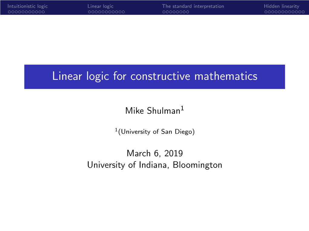 Linear Logic for Constructive Mathematics