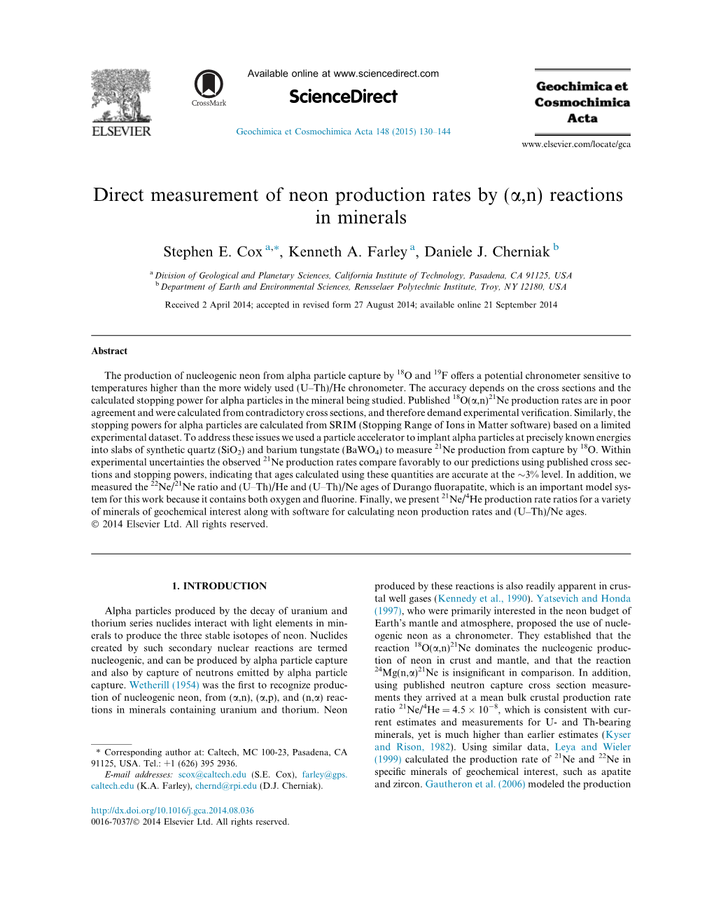 Direct Measurement of Neon Production Rates by (A,N) Reactions in Minerals