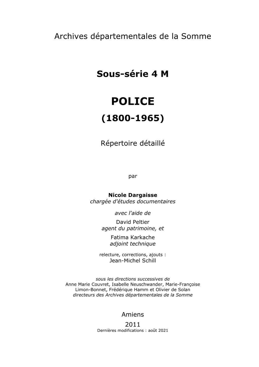 Police (1800-1965)