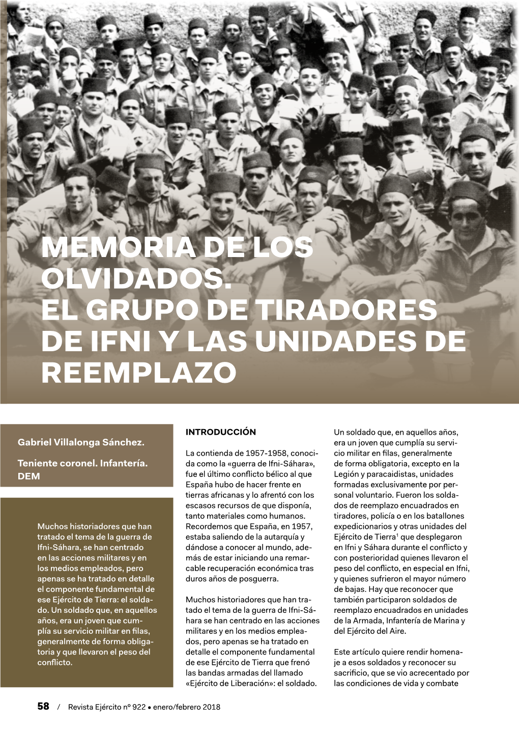 Memoria De Los Olvidados. El Grupo De Tiradores De Ifni Y Las Unidades De Reemplazo