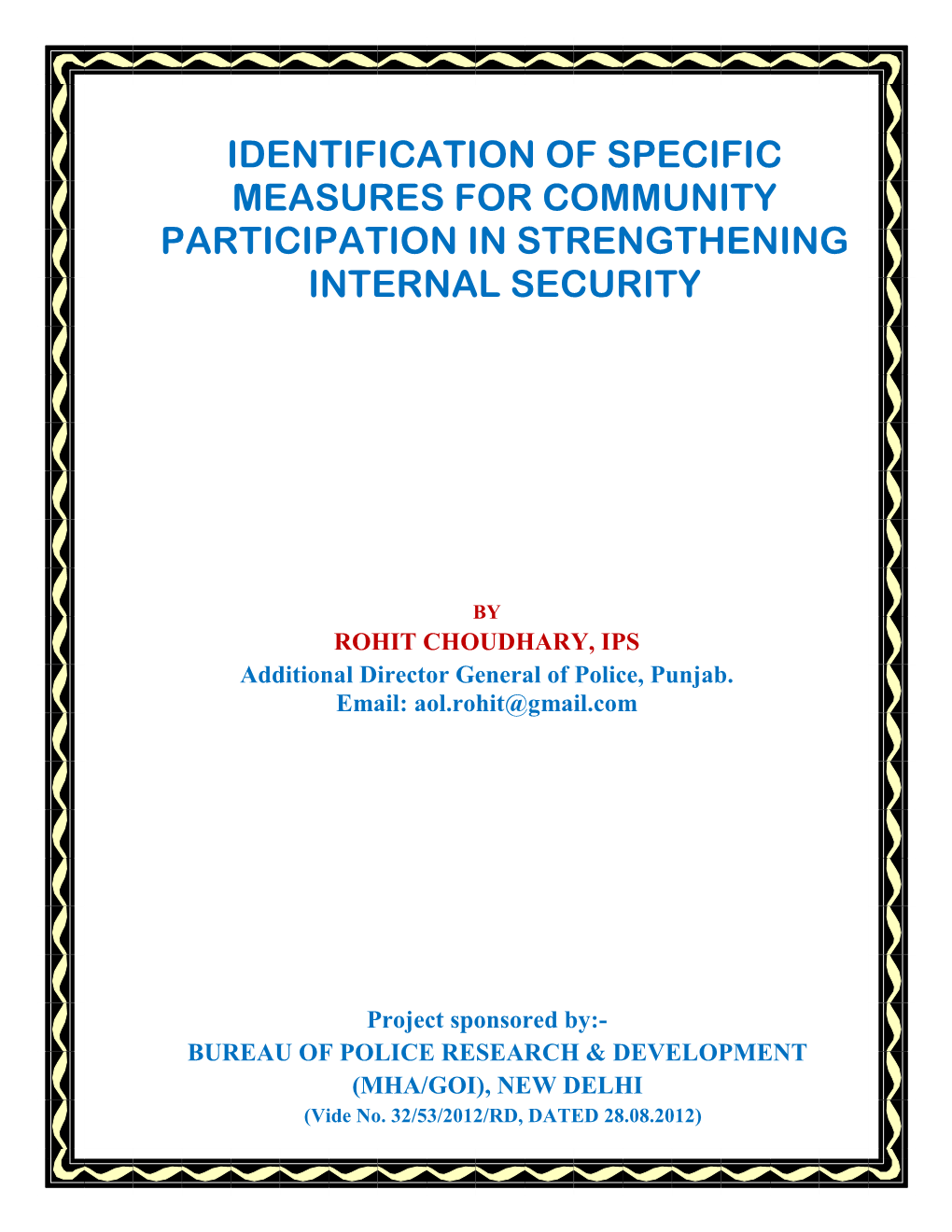 Identification of Specific Measures for Community Participation in Strengthening Internal Security