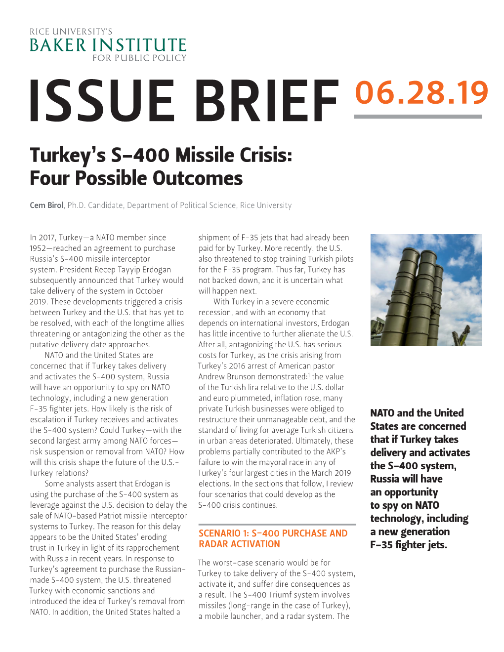 Turkey's S-400 Missile Crisis: Four Possible Outcomes