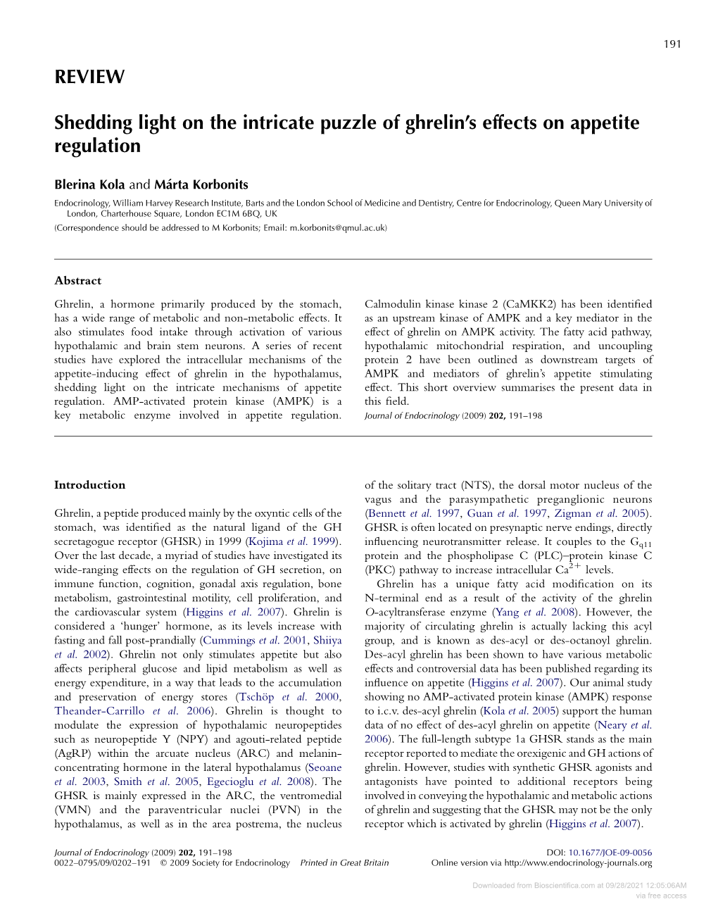 REVIEW Shedding Light on the Intricate Puzzle of Ghrelin's Effects On