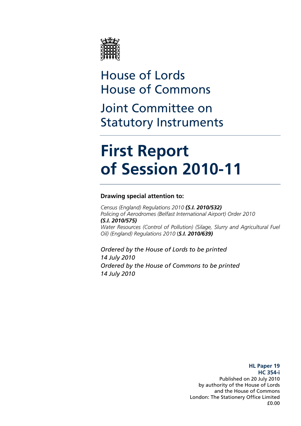 First Report of Session 2010-11