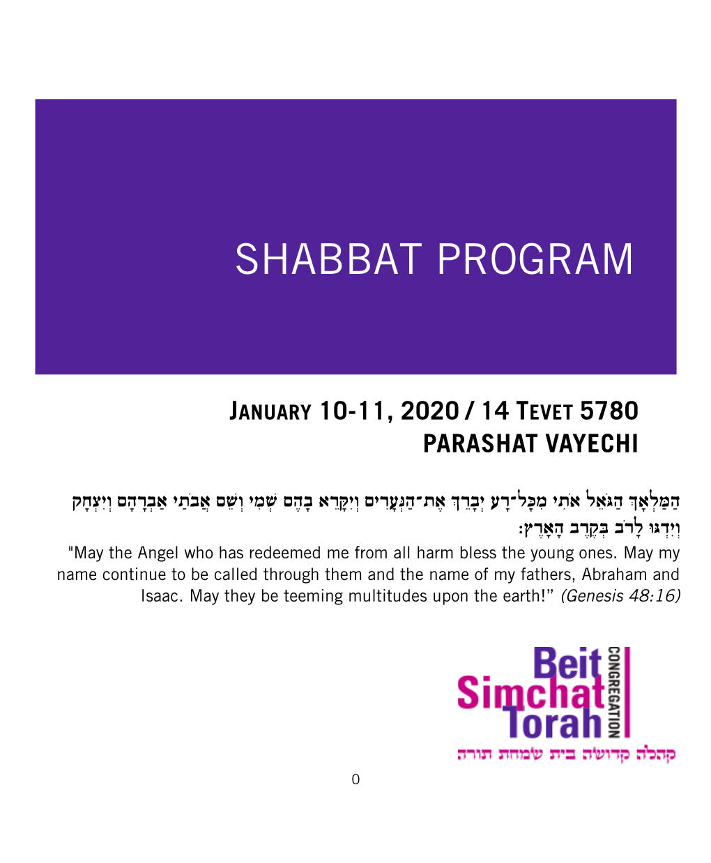 Shabbat Program