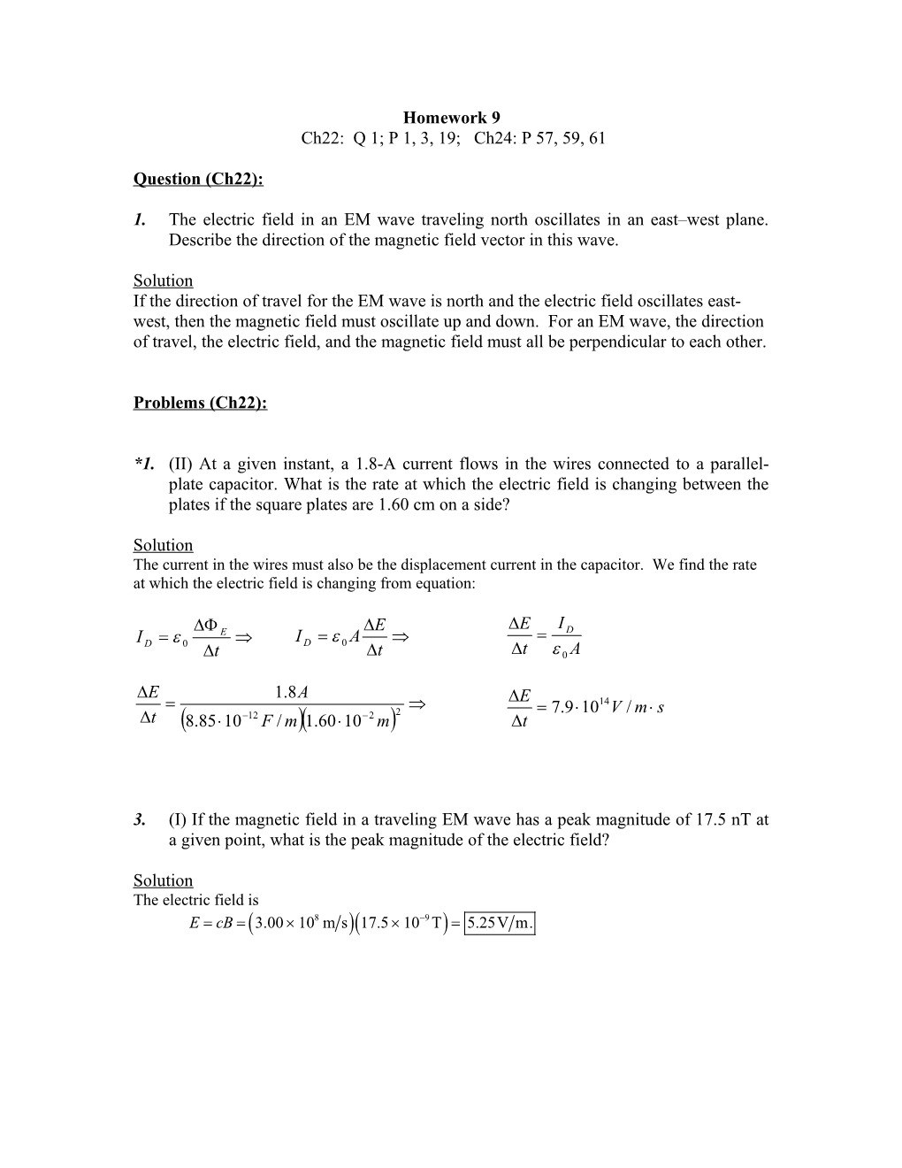 At Which the Electric Field Is Changing from Equation