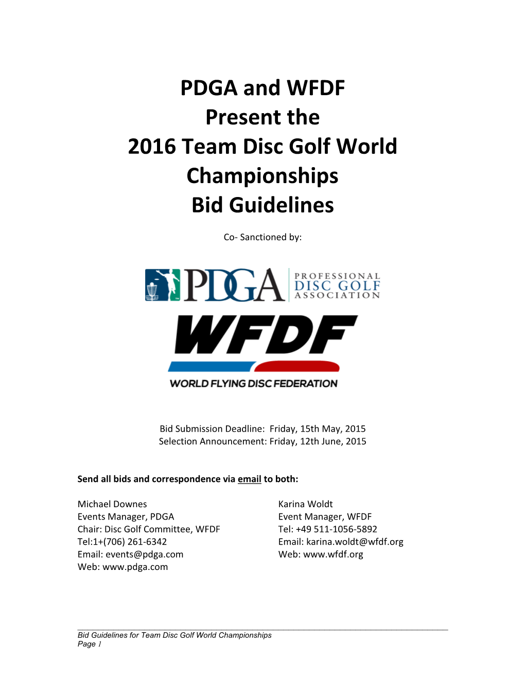 PDGA and WFDF Present the 2016 Team Disc Golf World