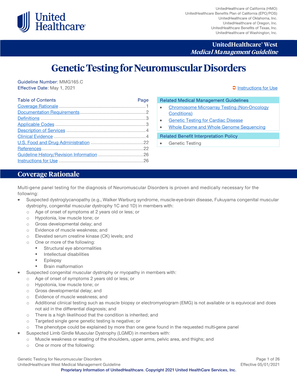 Genetic Testing for Neuromuscular Disorders