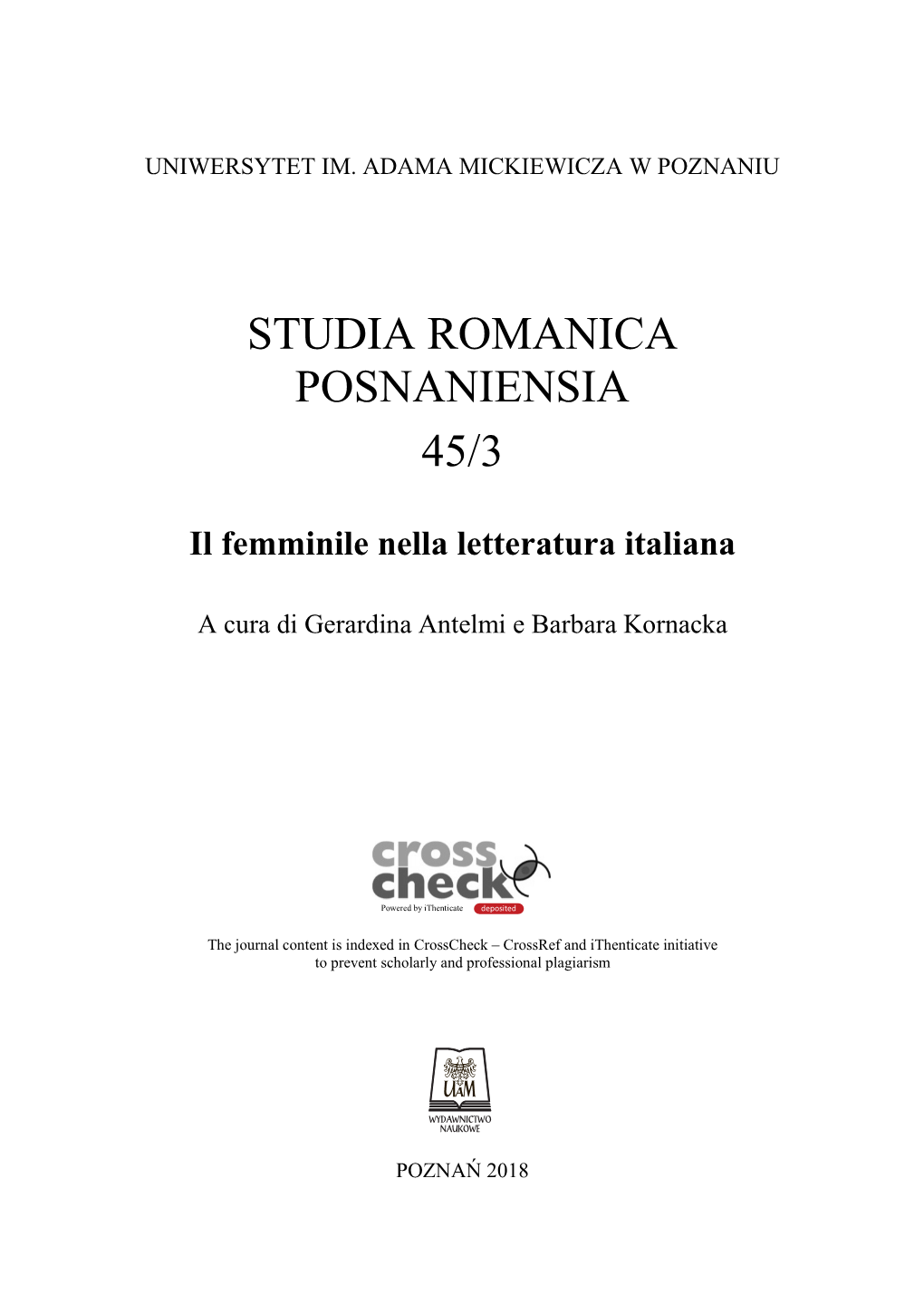 Studia Romanica Posnaniensia 45/3