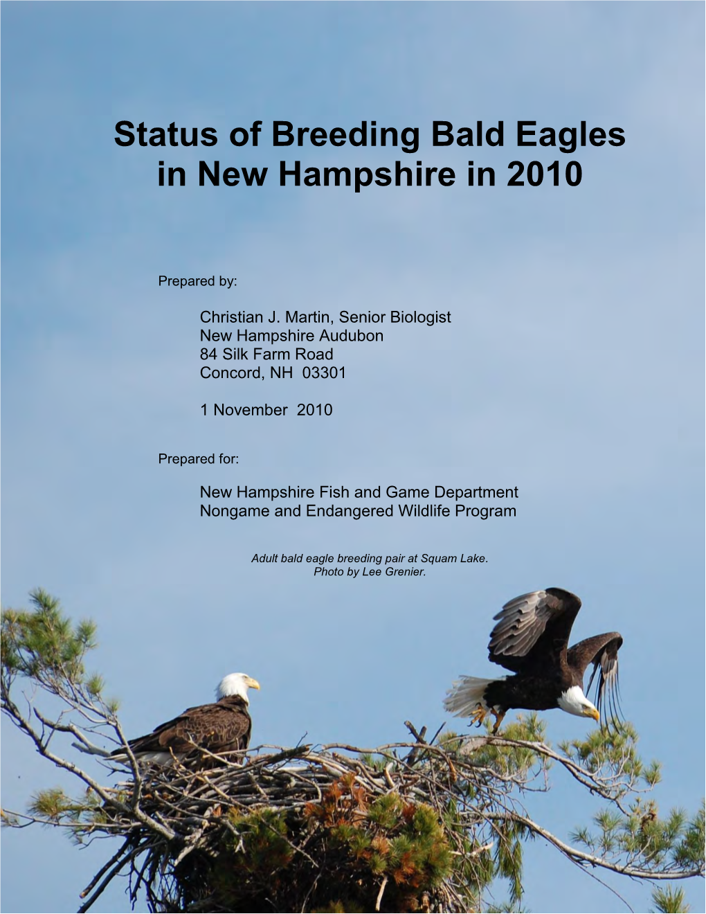 Status of Breeding Bald Eagles in NH in 2010