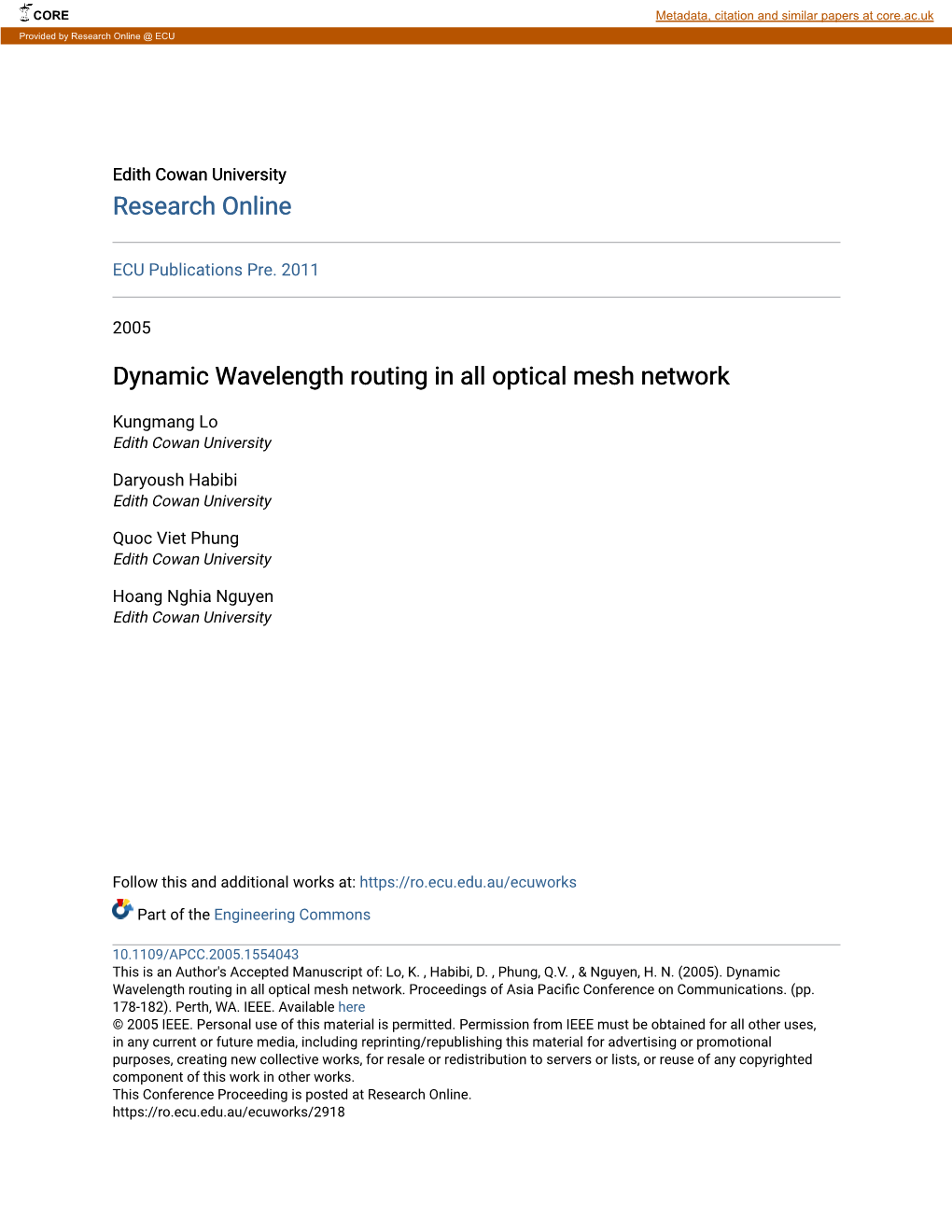 Dynamic Wavelength Routing in All Optical Mesh Network