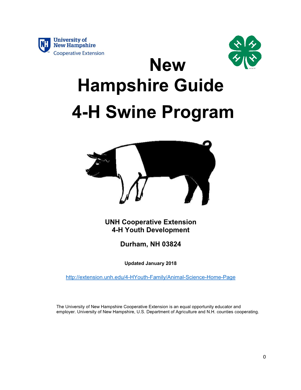 New Hampshire Guide 4-H Swine Program