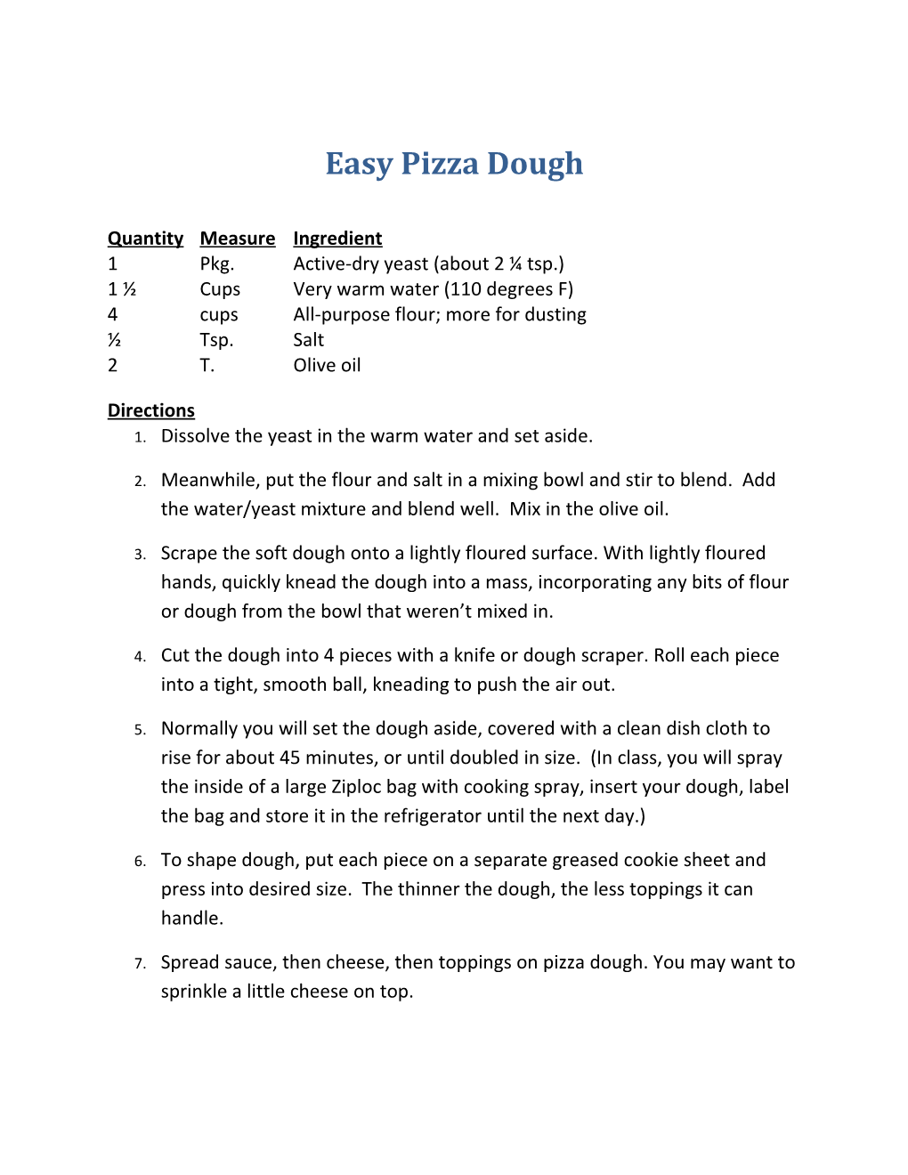 1. Dissolve the Yeast in the Warm Water and Set Aside