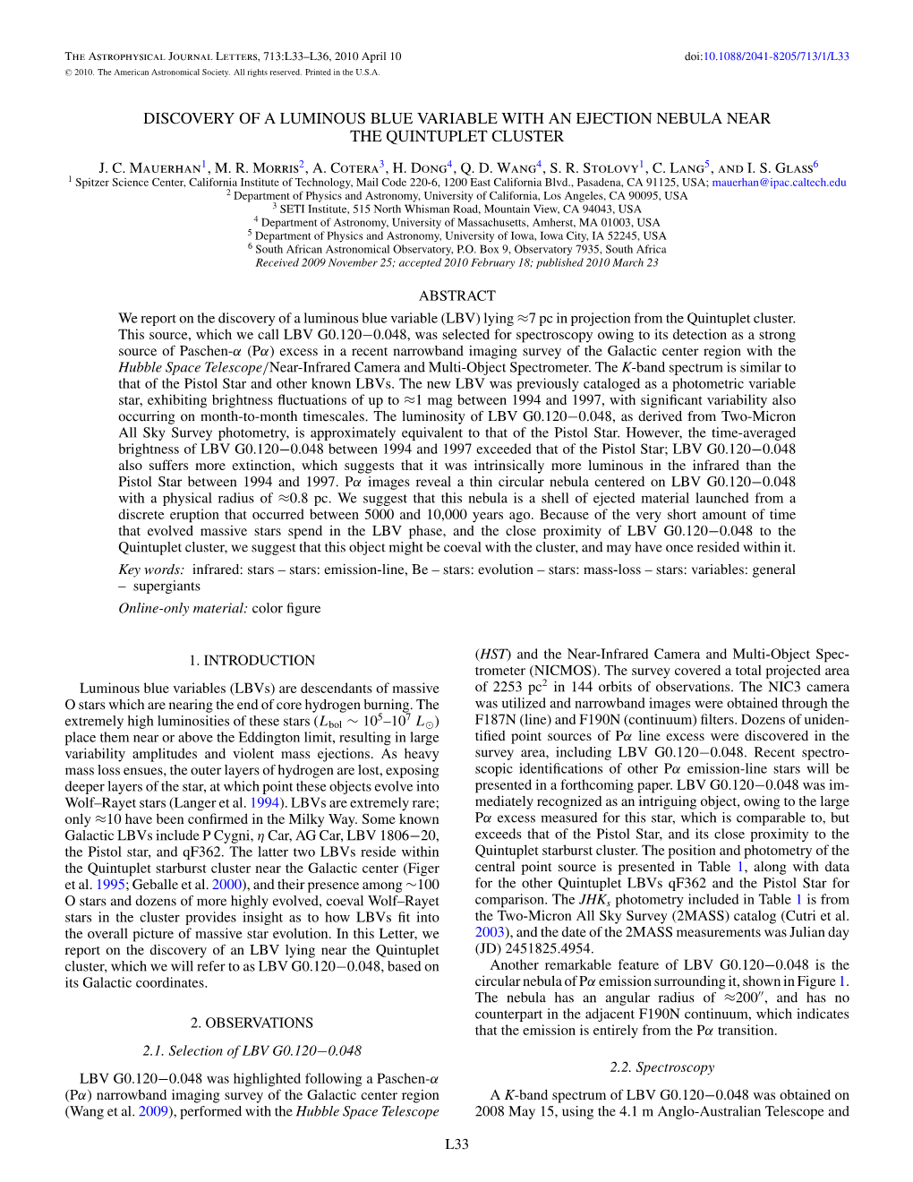 Discovery of a Luminous Blue Variable with an Ejection Nebula Near the Quintuplet Cluster