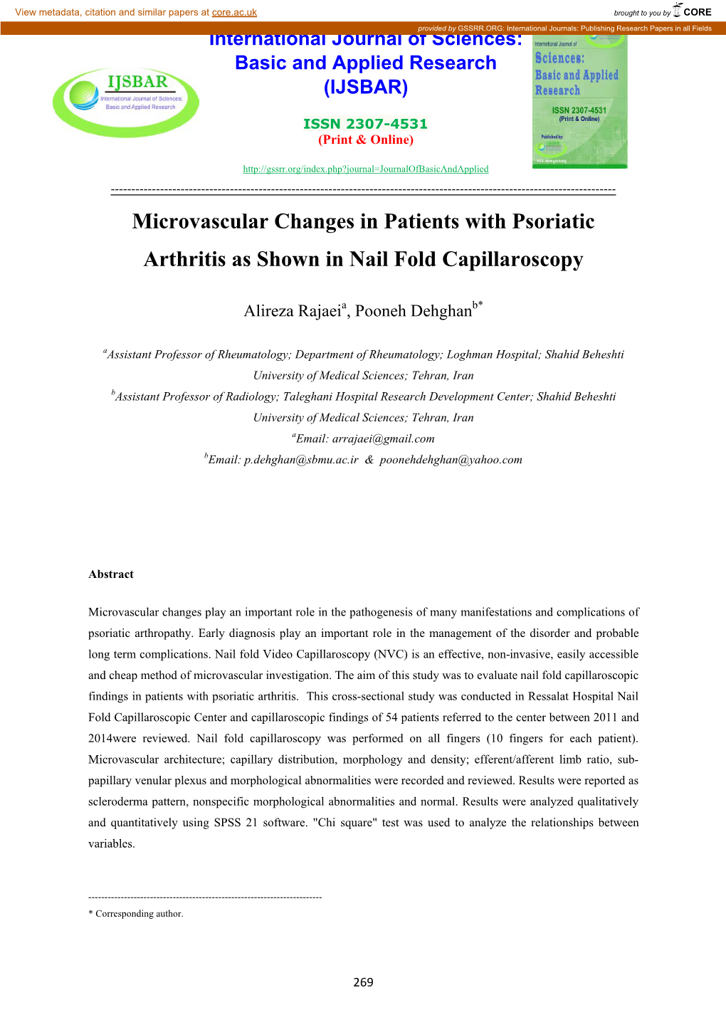 Microvascular Changes in Patients with Psoriatic Arthritis As Shown in Nail Fold Capillaroscopy