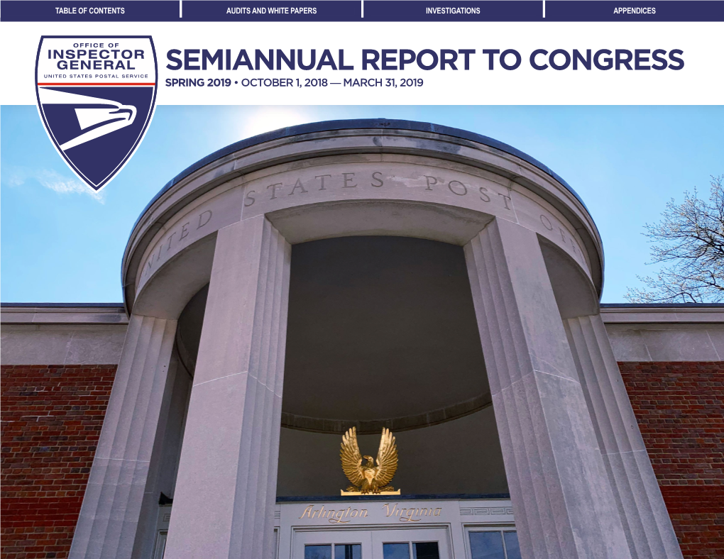 USPSOIG Semiannual Report to Congress, Spring 2019