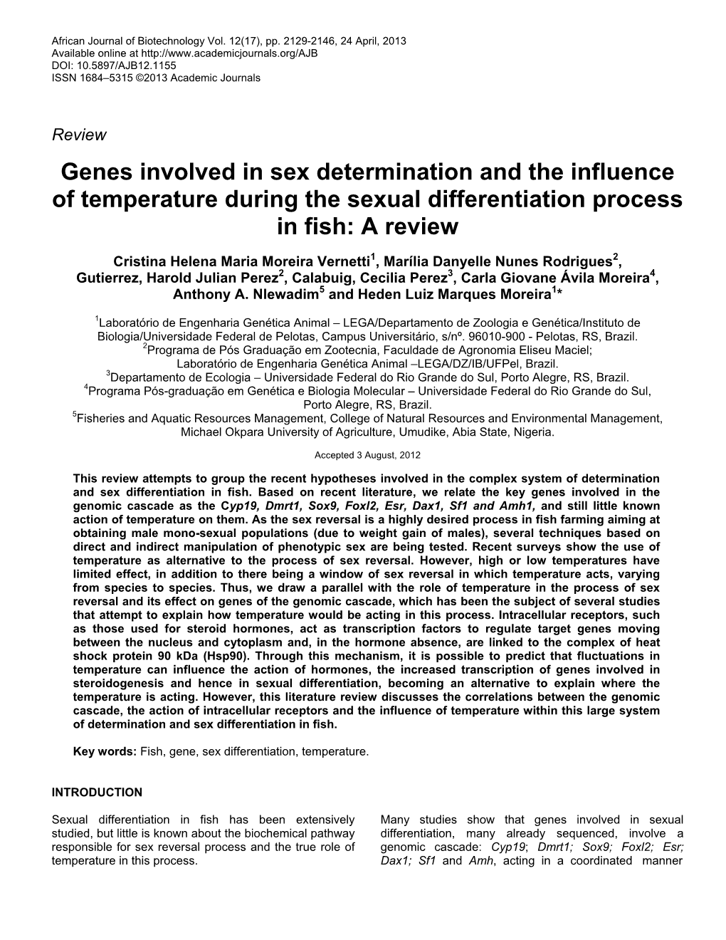 Genes Involved in Sex Determination Process and the Influence