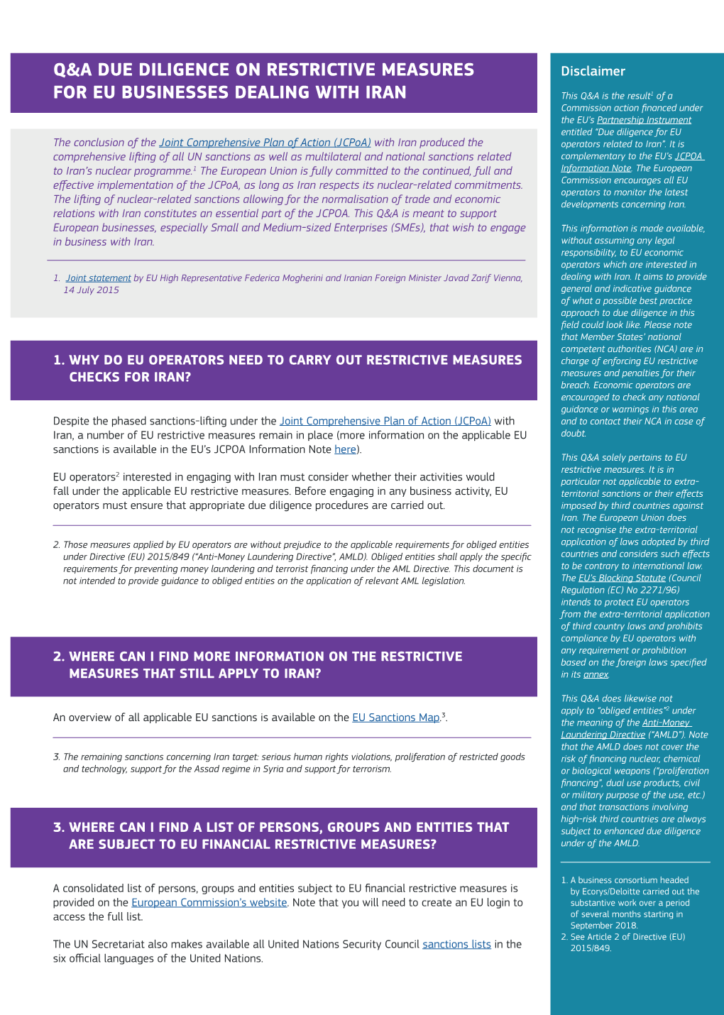 Q&A Due Diligence on Restrictive Measures for EU Business Dealings