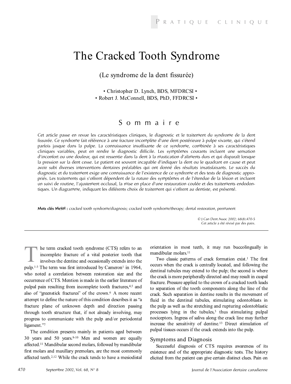 The Cracked Tooth Syndrome