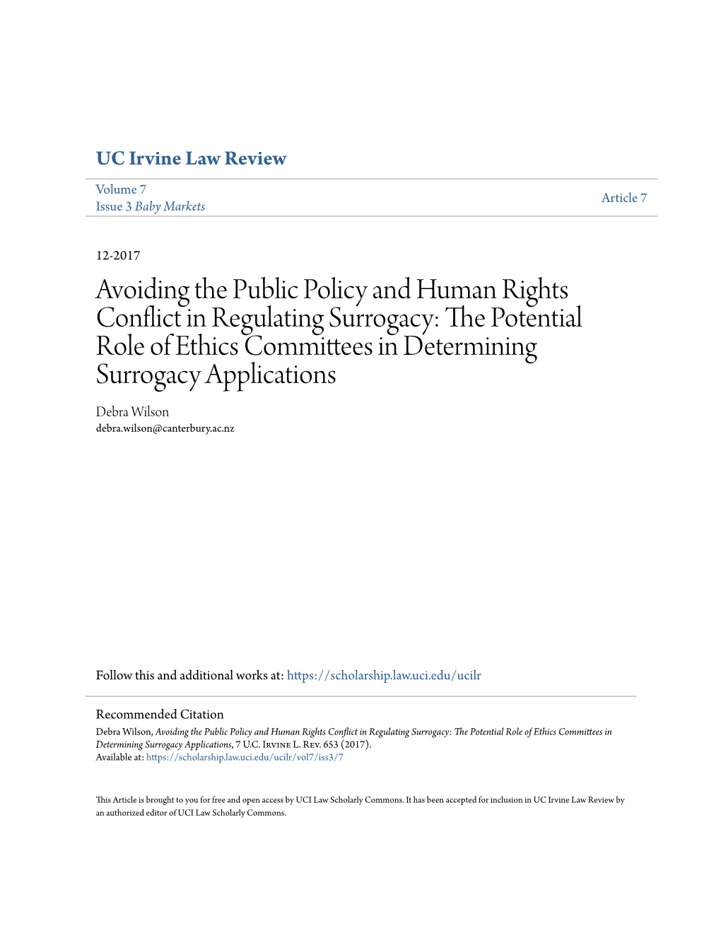 Avoiding the Public Policy and Human Rights Conflict in Regulating